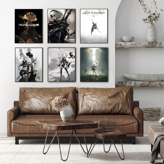 NieR Automata Anime Posters Sticky Decoracion Painting Wall Art White Kraft Paper Wall Decor