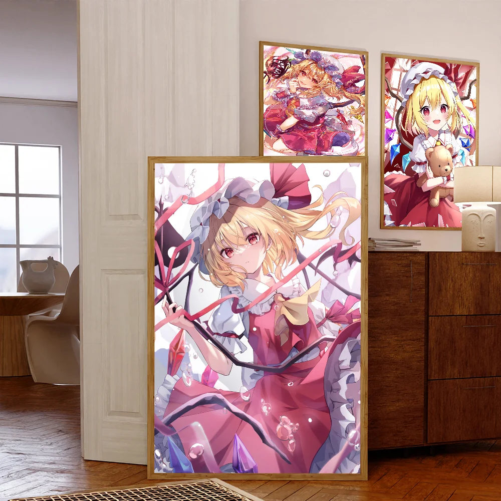 Touhou Project Flandre Scarlet Self-adhesive Art Poster Whitepaper Prints Posters Artwork Aesthetic Art Wall Painting