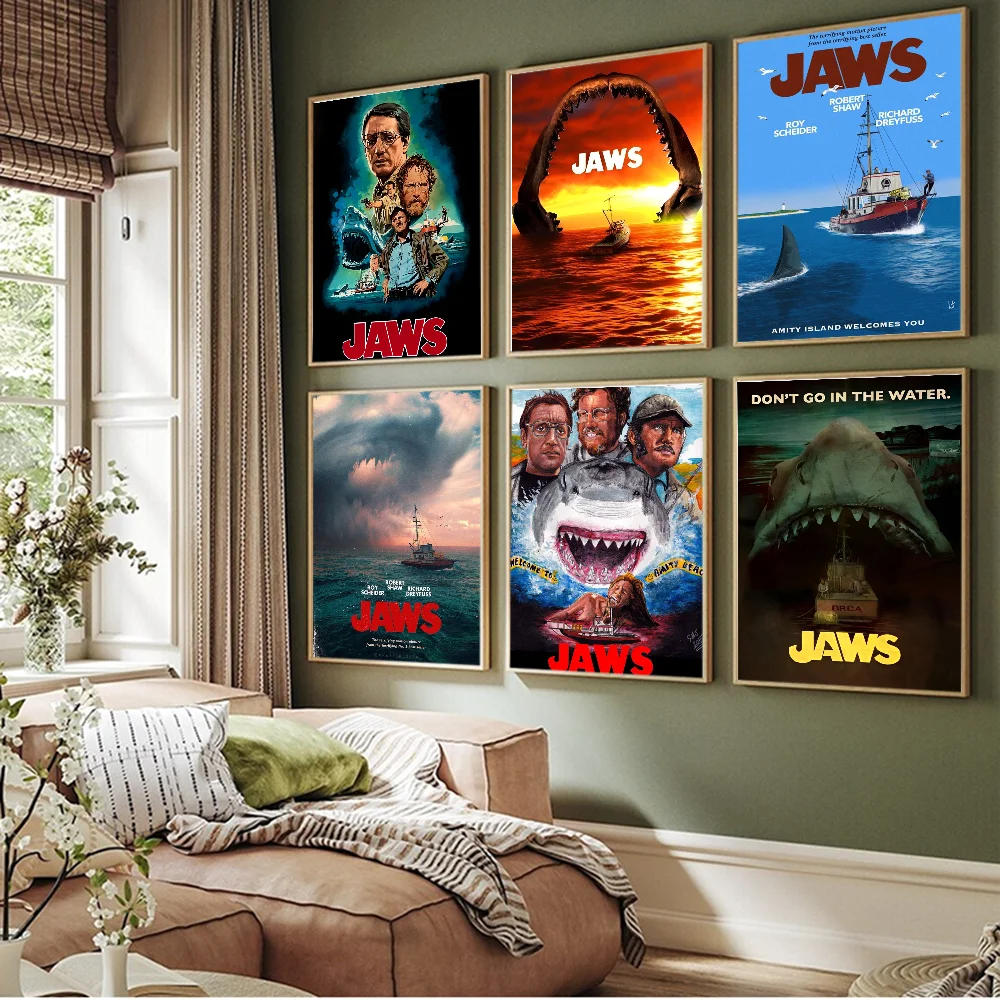 Pósteres de anime de la película JAWS, pegatinas adhesivas de papel impermeables para cafeterías, bares, decoración de habitaciones kawaii