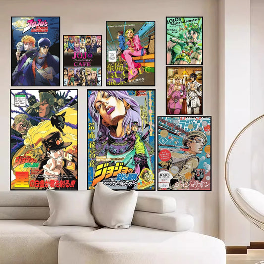 Anime JoJo's Bizarre Adventure Vintage Posters Sticky Vintage Room Home Bar Cafe Decor Kawaii Room Decor