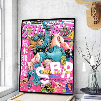 Pósteres adhesivos de papel blanco retro de JoJo Bizarre Adventure, pegatinas de pared para sala de estar, bar, cafetería, pósteres de juegos, decoración de pared