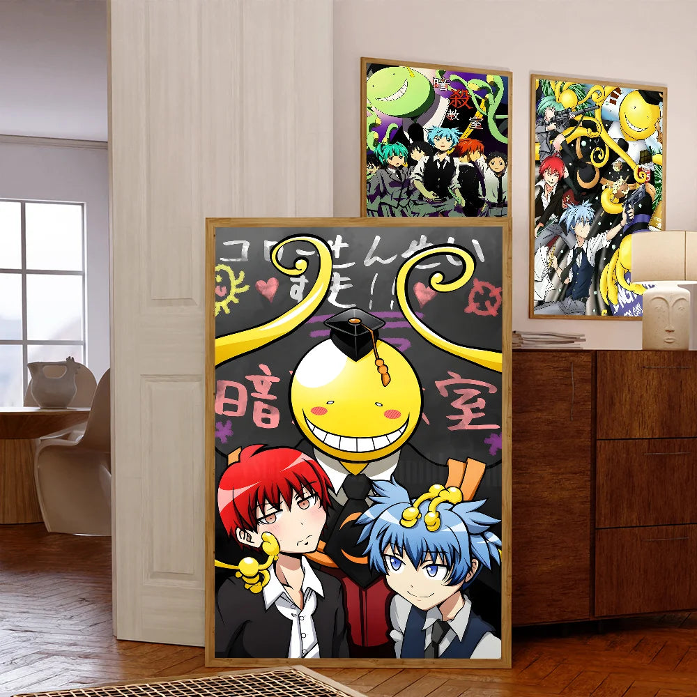 Póster de aula de asesinato de Amine, pósteres de anime, pósteres retro de arte de pared de calidad HD adhesivos para decoración de habitaciones kawaii del hogar