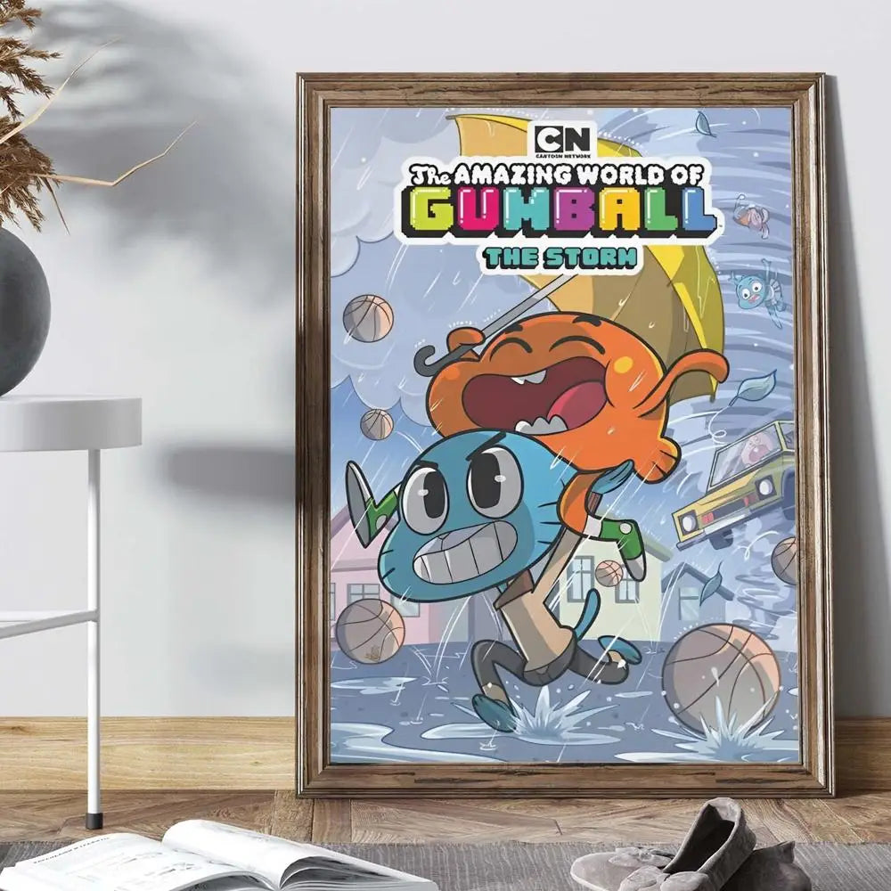 The Amazing Funny W-world Of Gumball Poster Anime Posters Sticky HD Quality Wall Art Retro Posters for Home Kawaii Room Decor