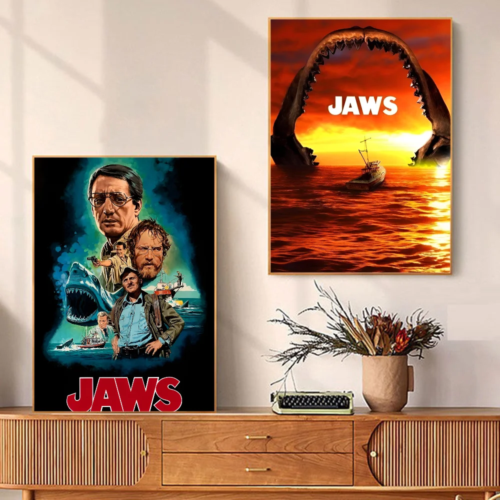 Pósteres de anime de la película JAWS, pegatinas adhesivas de papel impermeables para cafeterías, bares, decoración de habitaciones kawaii