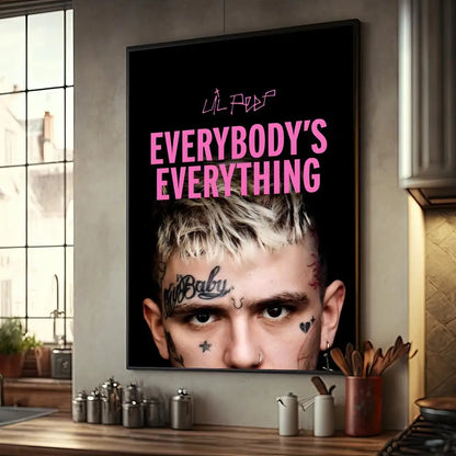 Rapper Singer Lil Peep Classic Anime WhitePaper Poster Sticker for Living Room Bar Decorants Aesthetic Art Wall Painting