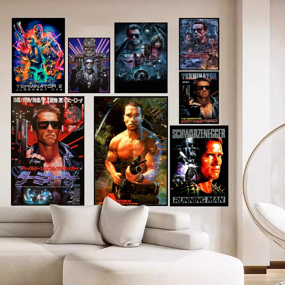 The Terminator Science fiction Movie Schwarzenegger Anime Posters Sticky Decoracion Painting Wall Art White Kraft Paper Wall