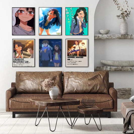 Anime Nagatoro San Self-adhesive Art Poster Fancy Wall Sticker for Living Room Bar Decoration Vintage Decorative Painting