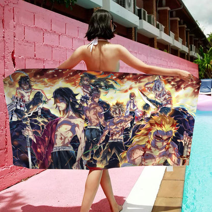 Demon Slayer Towel Microfiber Beach Towel Absorbent Quick dry Soft Yoga Swimming Resort Mountain Climbing Towel