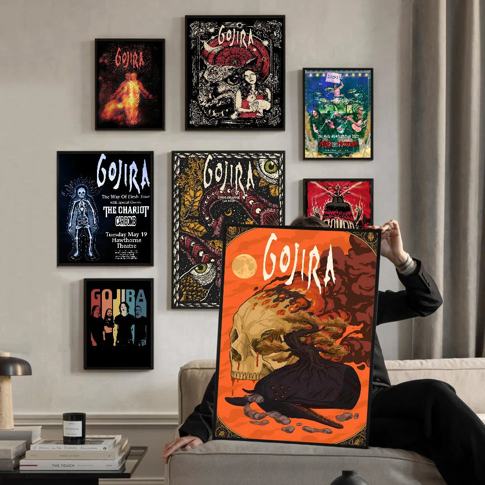 Pósteres de películas clásicas de la banda Gojira, pósteres de películas clásicas de calidad HD, arte de pared, pintura, estudio, decoración nórdica para el hogar