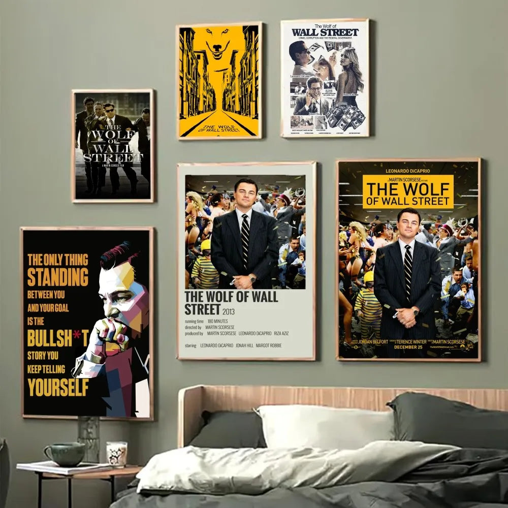 The Wolf of Wall Street Classic Movie Posters Waterproof Paper Sticker Coffee House Bar Decor Art Wall Stickers